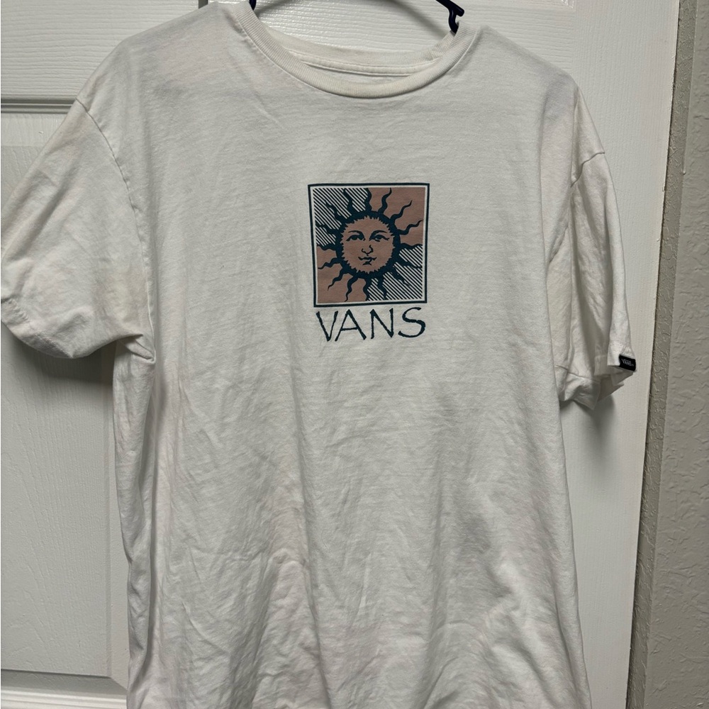Vans White Short Sleeve Tee with Sun Graphic